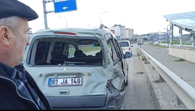 ARSİN’DE TRAFİK KAZASI: ARAÇ PERT OLDU